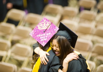 Commencement – Students hugging