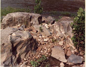Rock sculpted by the river